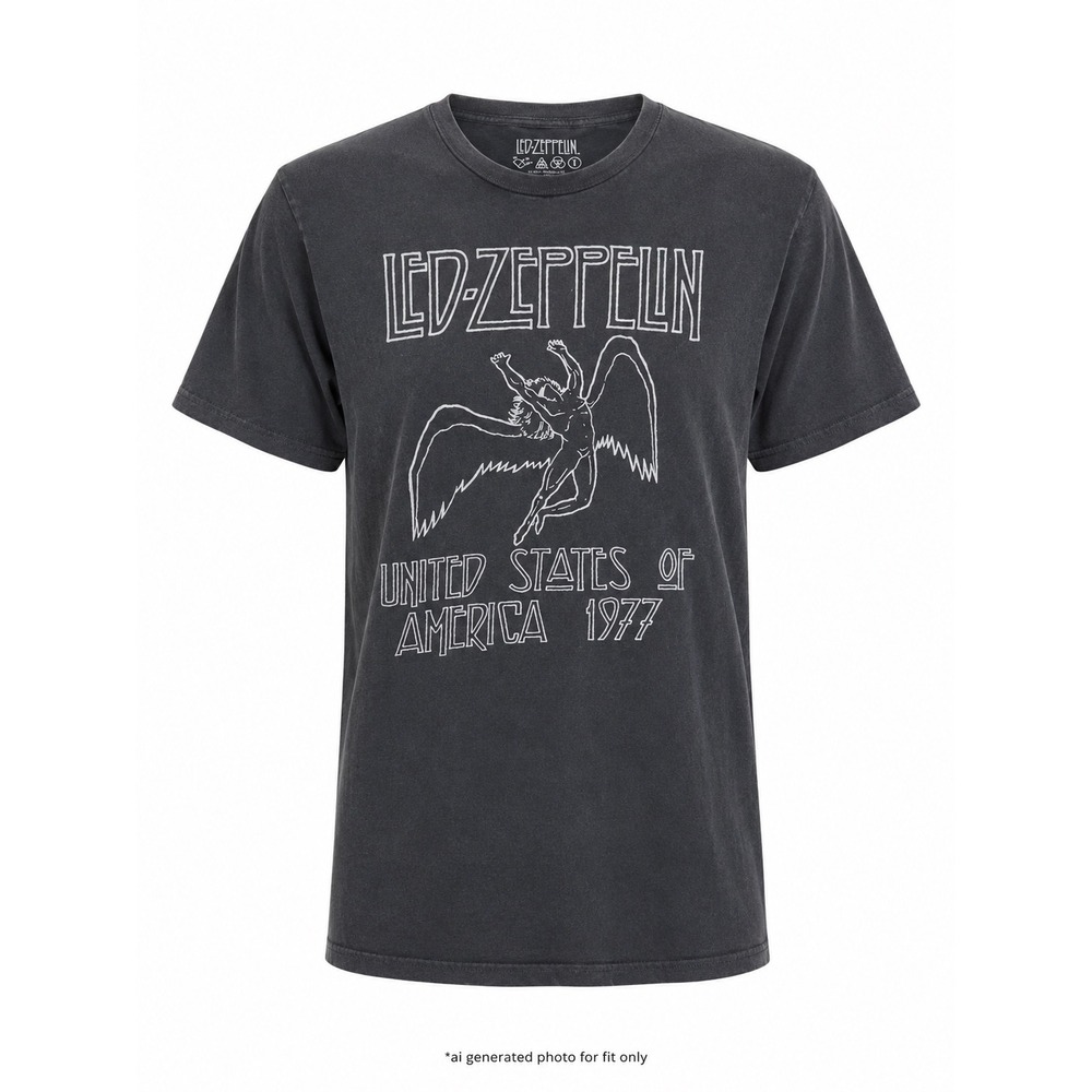 Led Zeppelin 1977 US Tour Swan Song Graphic T-Shirt Mens Large Black